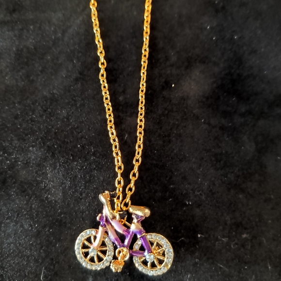 Whimsical Purple Bicycle Necklace/Brooch - Picture 2 of 4